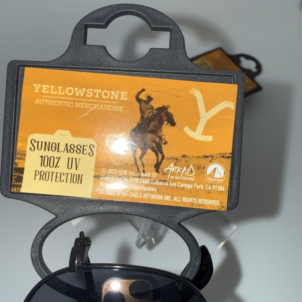 2 NWT Pair Authentic Yellowstone Show-Yellowstone Logo Aviator Sunglasses UV400 - Picture 4 of 8